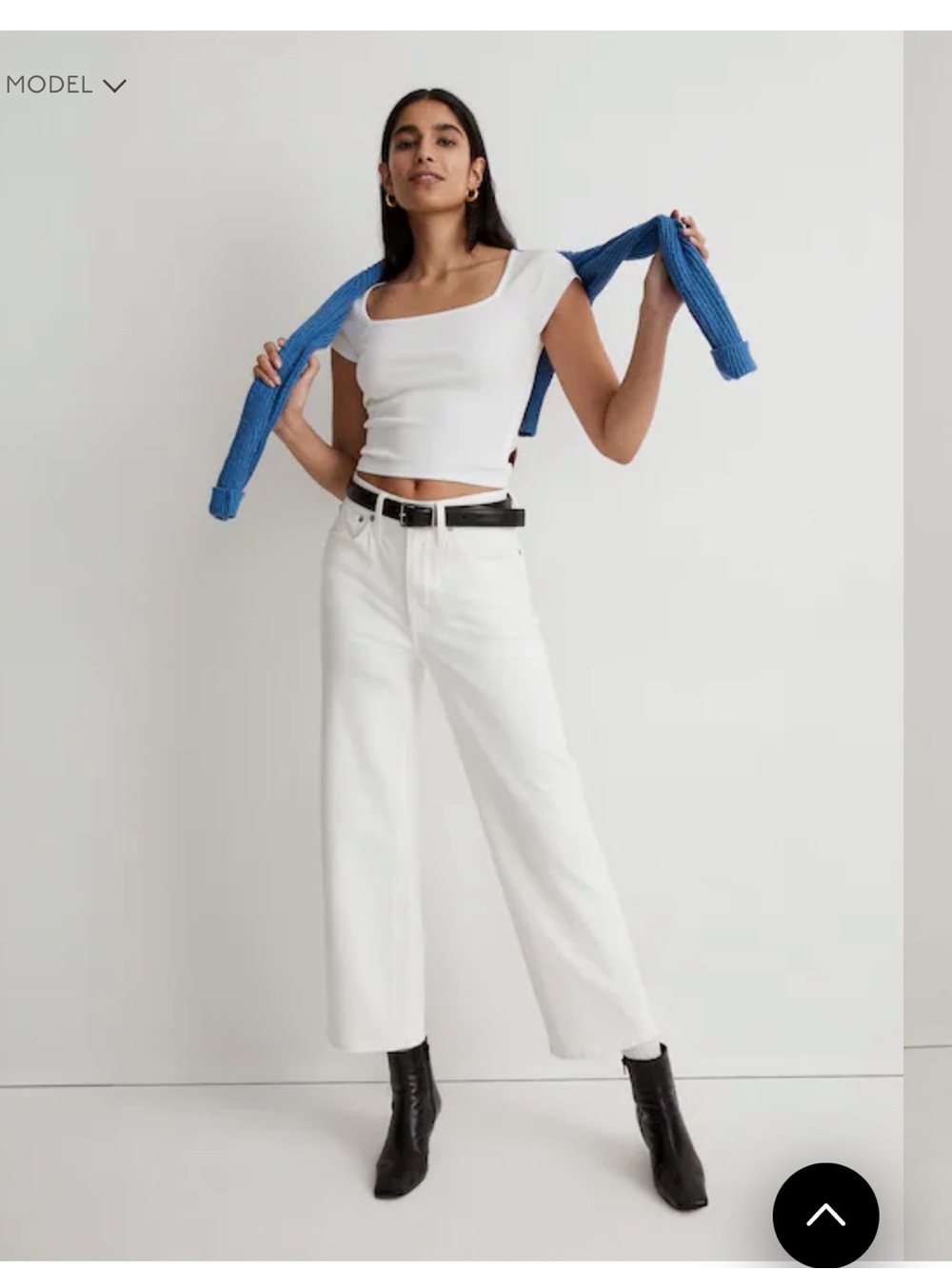 Madewell Jeans Tile White Perfect Vintage Wide-Leg Crop Stretch Denim - Size 27